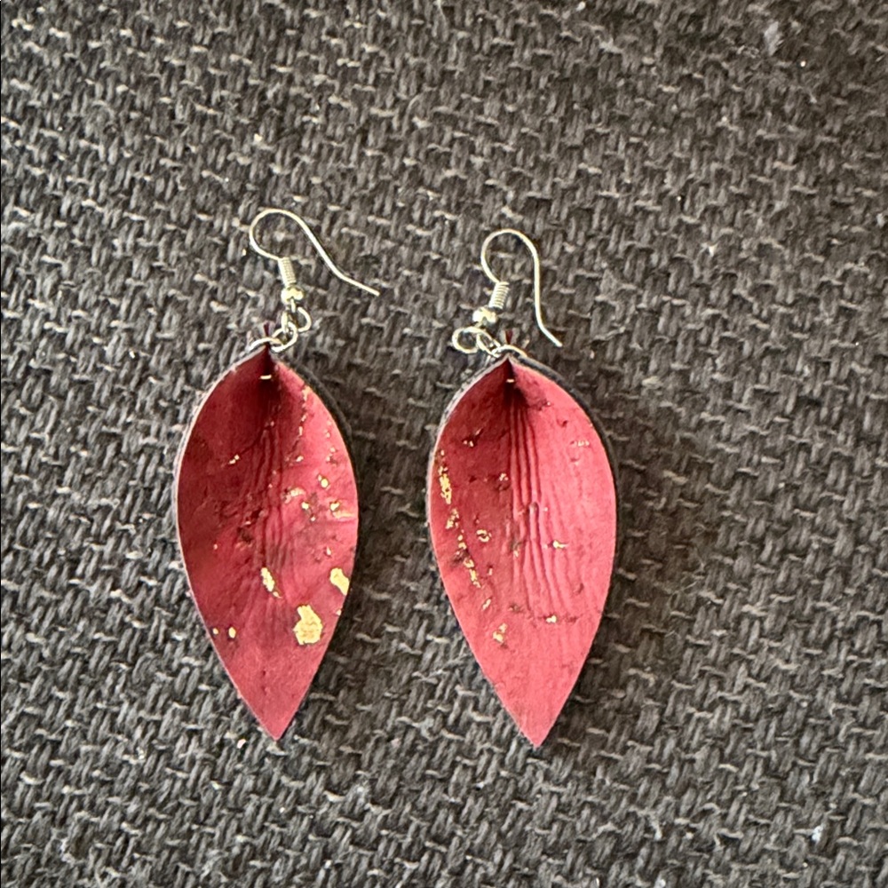 Elegant Red Leaf Earrings